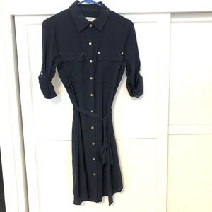 Calvin Klein Size 6 Navy Shirtdress